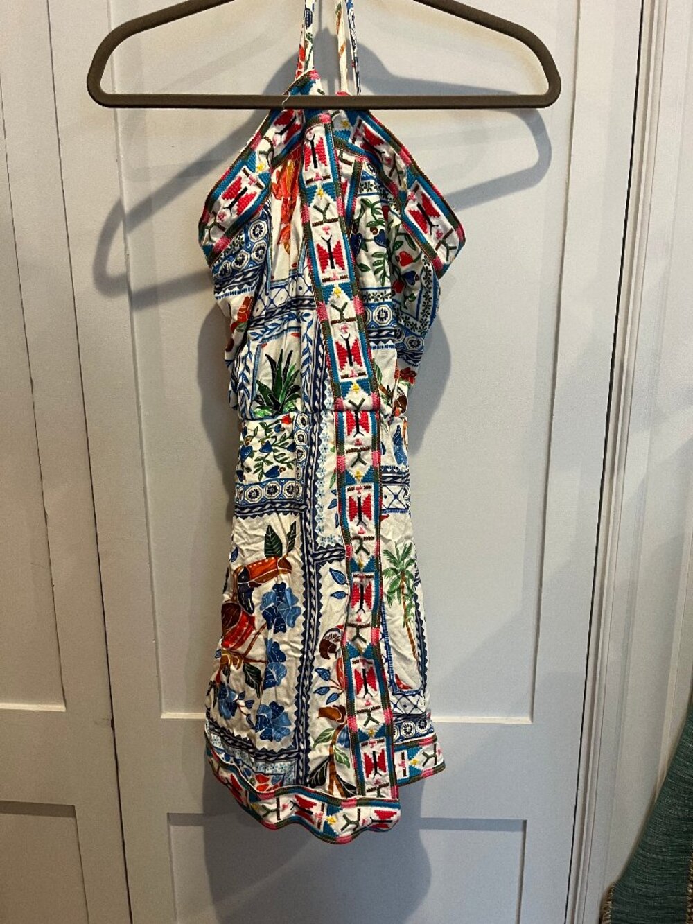 FARM Rio Tropical Tiles Embroidered Mini Dress M NWT - Picture 2 of 5